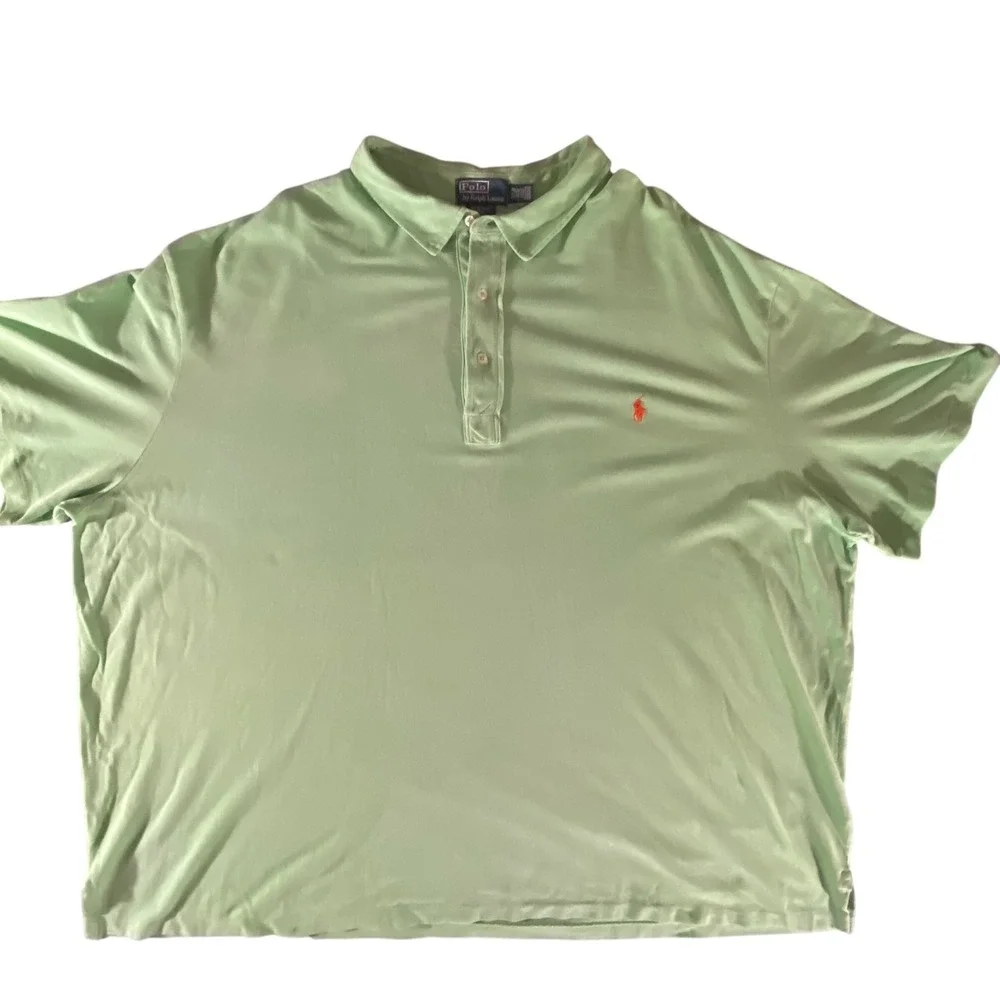 Polo Ralph Lauren Mens 5XB Big Lime Green Featherweight Mesh Polo Shirt  Pony